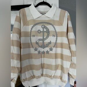 Urban Outfitters Beige and White Striped Sweatshirt